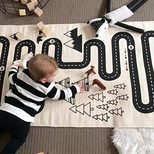 Extpro Children Area Rug Baby Floor Racing Game Rug Foldable Crawling Game Play Mat for Kids Room Decor (Road1)