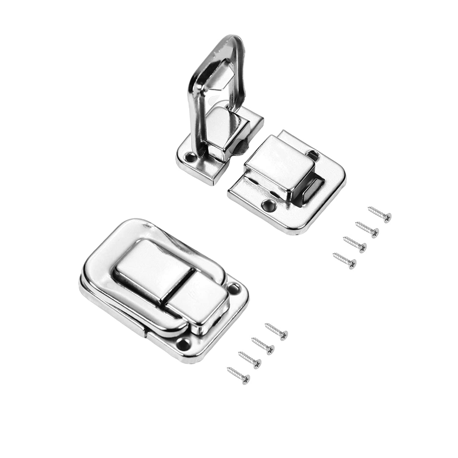 MroMax Toggle Catch Lock, 48mm Retro Decorative Sliver Hasp w Screws for Suitcase Chest Trunk Latch Clasp, Pack of 2