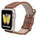 JSGJMY Apple Watch Band 38mm Women Premium Vintage Genuine Leather Wrist Strap Replacement Bracelet with Stainless Metal Clasp for iWatch Series 2/Series 1/ Edition/Sport(Light Brown+Golden Buckle)