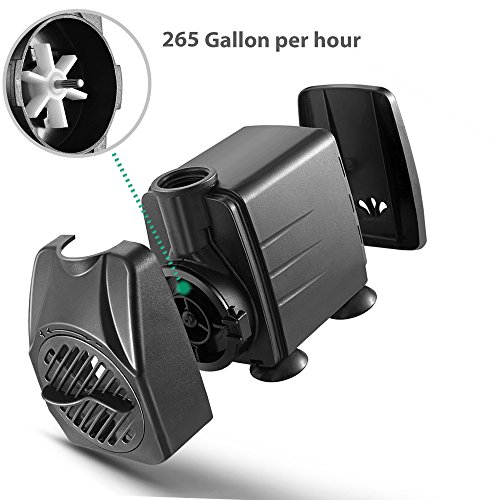OBVIS 265 GPH Submersible Pump Indoor Outdoor Water Fountain Pond Aquarium Quiet US Plug