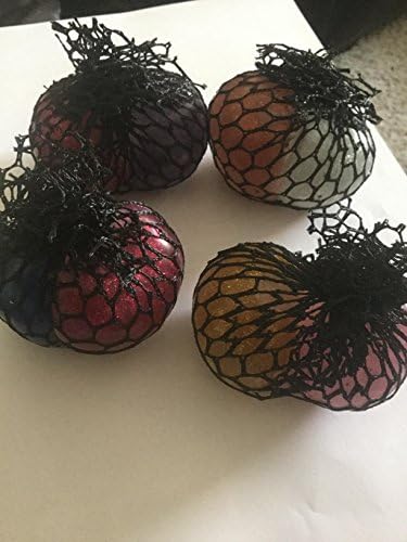 (Glitter Dual Color) Mesh Squishy Ball Squeeze Grape Ball Relieve Pressure Ball, Colors May Vary, 2PCS