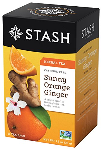 Stash Tea Sunny Orange Ginger Herbal Tea 18 Count (Pack Of 6) Individual Uncaffeinated Herbal Tea Bags For Use In Teapots Mugs Or Cups, Brew Hot Tea Or Iced Tea