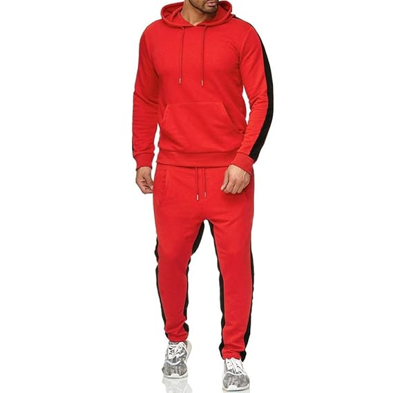 Buy elegantstunning Men Casual Tracksuit Sports Suit Outdoor Hooded ...