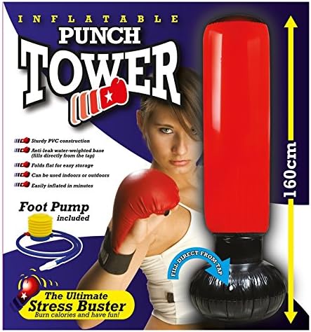 Punch Tower 160cm Tall Inflatable Punch Bag Tower Training Keep Fit Stress Buster