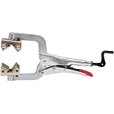 Strong Hand Tools 11&Prime; Locking Pipe Pliers with Large V-Pads, 1-1/2&Prime; to 2-1/2&Prime; Capacity, 3-1/2&Prime; Throat, Crank Handle, for Tube &amp; Exhaust Welding, PG114V