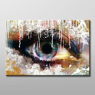 Sanbay Art 100% Hand Painted Oil Paintings on Canvas Hot Sale Abstract Woman's Eye Wood Framed Inside 1-piece Set Artwork for Living Room Kitchen and Home Wall Decoration