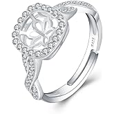 LGSY Sterling Silver CZ Square Twisted Design Adjustable Rings for Women, Design Ring Mounts Fittings with Pearl Seat for DIY Jewelry Making