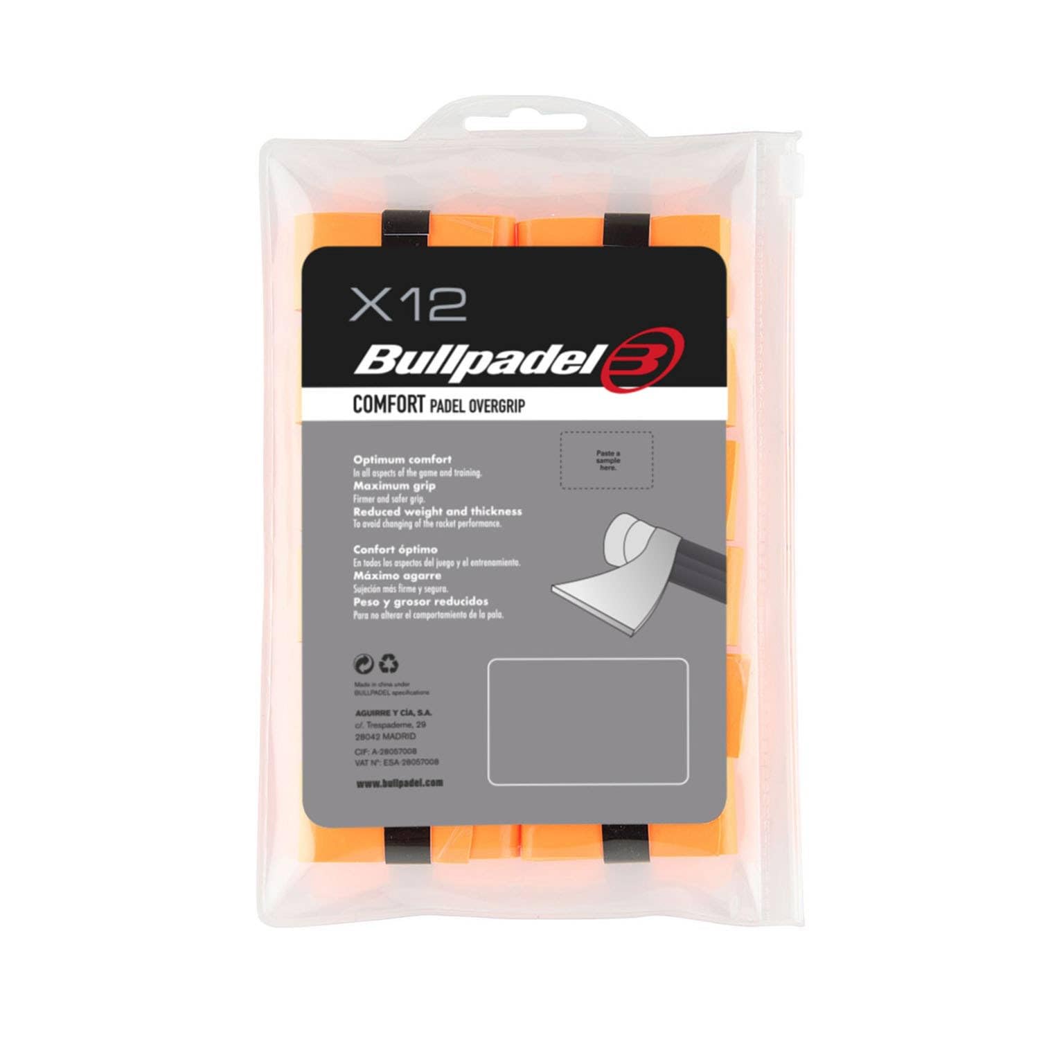 Bullpadel Overgrip Pack 12 Unds Bg-1600 Fluor Orange