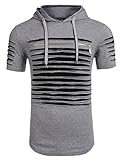 Coofandy Men's Hipster Hip-Hop Longline Premium Tee Pullover Hooded Fashion T-shirt with Side Zipper,Grey,X-Large
