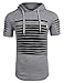 Coofandy Men's Hipster Hip-Hop Longline Premium Tee Pullover Hooded Fashion T-shirt with Side Zipper,Grey,X-Large