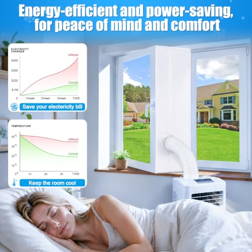 Kit Calfeutrage Climatiseur, kit de calfeutrage pour climatiseur mobile, Coicok 400CM kit calfeutrage clim porte fenetre Fonctionne avec Toutes Les Unités de Climatisation Mobiles et Sèche Linge