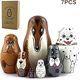 MATRYOSHKA&HANDICRAFT Dog Nesting Dolls - Toy Dog Lover Gifts - 7 Dog Figurines - Dog Kids Figure Doll