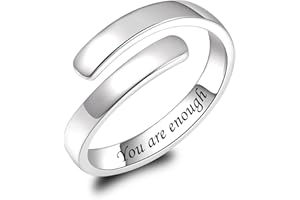 BEILIN 925 Sterling Silver Inspirational Jewelry Rings Adjustable Ring Personality Encouragement Gift for Teens Girls Women