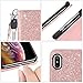 BENTOBEN iPhone Xs (2018) Case, iPhone X/10 Wallet Case, Glitter Bling Classy Leather Folio Flip Credit Card Holder Wristlet Shockproof Protective Phone Case for Apple iPhone X/10/XS, Rose Gold/Pink