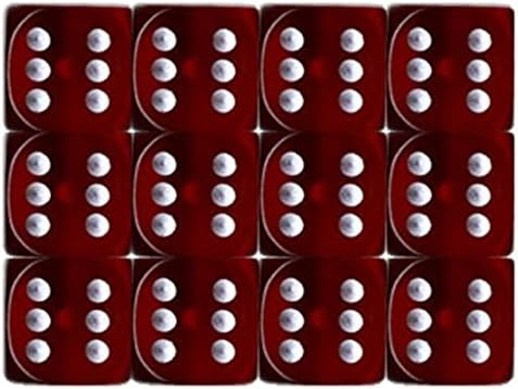 Chessex Translucent 16mm d6 Red w/White Dice Block 12 pipped dice