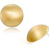 HESSAWELL Gold Button Stud Earrings for Women Brushed Discs Stud Earrings Polished Ball Earrings for Women Vintage Jewelry