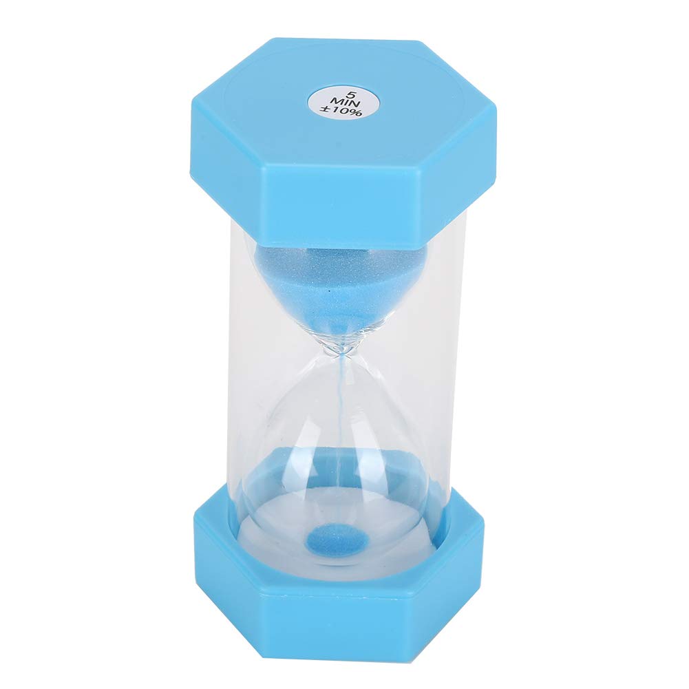 Sand Timer 5 Minutes Drop-proof Hexagonal Hourglass Sandglass Timer for Children Room Birthday Tea Coffee Table Book Shelf School Game Ornament Blue