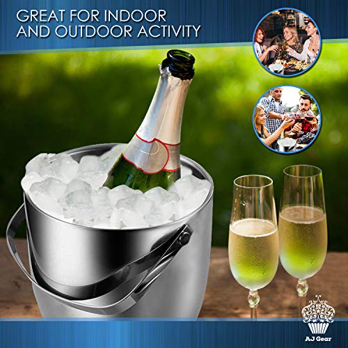 Insulated Ice Bucket With 10 Piece All in One Bundle Stainless Steel