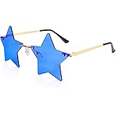 Klfoho Rimless Star Shape Sunglasses Fashion Glasses Women Men Party Christmas Cosplay Glasses Pentagram Sunglasses