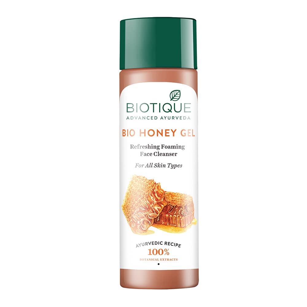 Biotique Honey Gel Lightening Foaming Cleanser for All Skin Types 120 Ml I All Skin Type I 100% soap-free gel I Natural & Organic I Blended With Pure Honey & Extracts