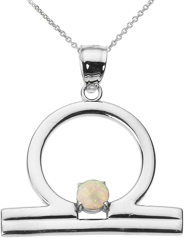 Astrology Jewelry Personalized 14k White Gold Genuine Opal