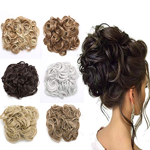 Curly Combs Hair Bun Extensions Japanese Synthetic Hair Easy