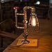 Pipe Desk Lamp,Vintage Kettle Style Table light Industrial Iron Pipe Desk Table Lamp Night Light (Square base)
