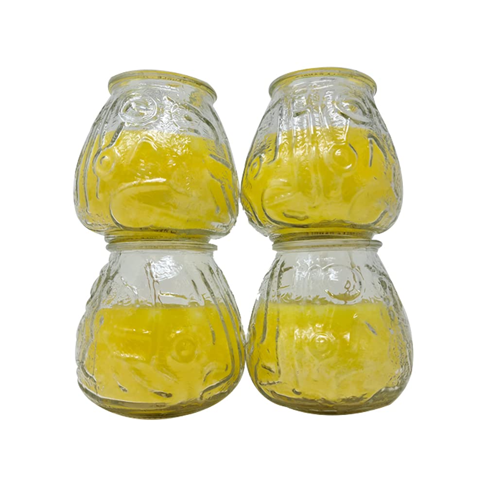 OnlineStreet Citronella Outdoor Scented Tealight Candles, Enclosed in Glass Jars - Yellow-Coloured, Strong Insect/Pest Repellent with Long-Lasting Burning Time for Outdoor/Indoor Use (Pack of 4)