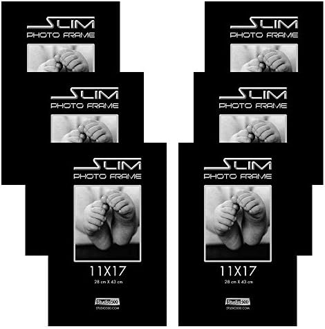 Studio 500 11 by 17-inch, The Original Slim Photo Frame, Black, 6-Pack