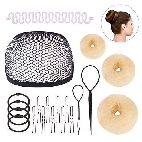 Wcysin 8 Pcs Hair Bun Crown Shapers Women Girls Perfect Hair Bun Making Styling Tools Set DIY Bun Maker Clip Curler Roller Tool Twist Donut Bun Hairstyle Tool