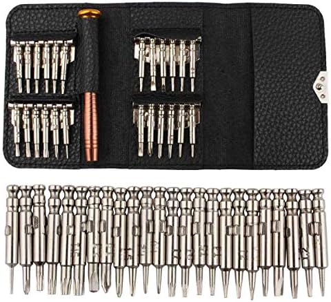 SUKEO 25 in 1 Mini Precision Screwdriver Set,Portable Repair Tool Kit with Black Leather Bag for Mobile Phone,Glasses,Watches,Laptop,Game Machine,Camera,etc.