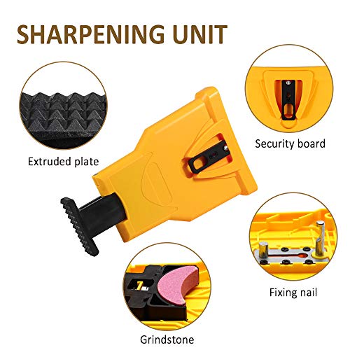 OneBom Chainsaw Sharpener, Chain Saw Sharpeners, Chainsaw Teeth Sharpener, Chain Sharpener for Chainsaws, Chain Saw Blade Sharpener with Sharpener Fit for 14/16/18/20 Inch Chain Saw Bar with 2 Holes