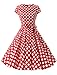 Dressystar 1956 Women Vintage Cocktail Dress 1950s Retro Rockabilly Prom Dresses Cap-Sleeve Red White Dot B 2XL