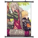 Home Decor Trendy Handsome Anime Art Cosplay Poster with Jiraiya And Naruto Naruto Shippuden Anime Wall Scroll Poster Fabric Painting 24 X 36 Inch (60cm X 90 cm)