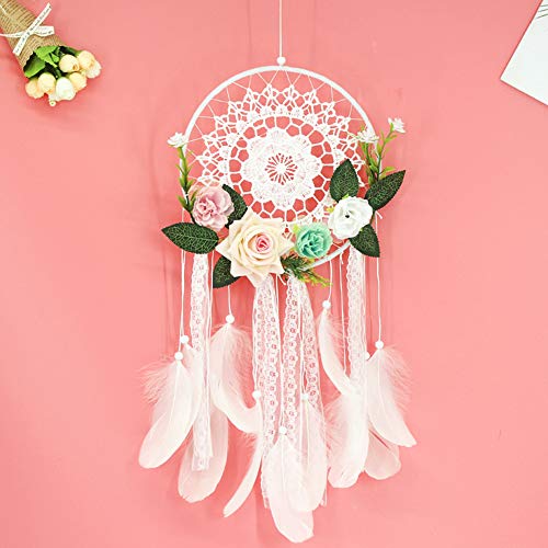 ZOONAI Dream Catcher for Bedroom Wall Hanging Handmade Dreamcatcher Feather Home Decor Ornament (E)