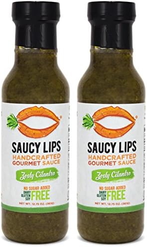 Zesty Cilantro by Saucy Lips - All Natural Salad Dressing, Marinade, and Cooking Sauce (Low Carb, Gluten Free, Soy Free, Dairy Free, Nut Free) 12.75 oz, Pack of 2