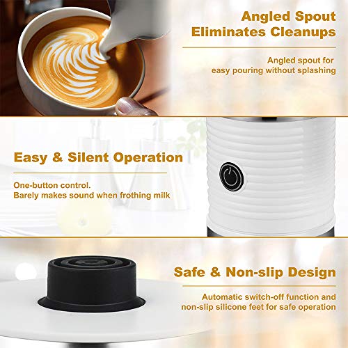 Milk Frother, Huogary Electric Stainless Steel Milk Steamer and Frother with Hot or Cold Milk Foam, Automatic Milk Warmer - Thumbnail 3