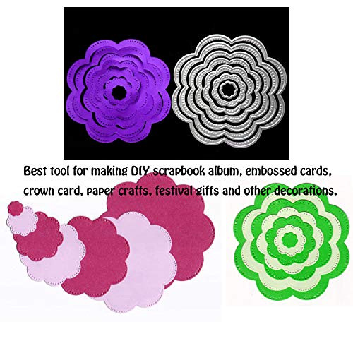 4 Sets / 27 PCS Metal Cutting Dies Stencil for Card Making Scrapbooking DIY Album Paper, TuNan Carbon Steel Template Molds, Embossing Tool for Envelope Gift Box - Flowers, Leaves, Circle, Oval