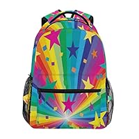 YICHENGG Fashion Personalized Sports School Backpack Abstract Rainbow And Stars Confetti Rays Striped Celebrating Happy Times Outdoor Travel Hiking Daypack Big Capacity Laptop Bag