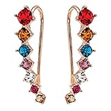 Ear Crawler Earrings Climbers Ear Cuff Pin Vine Wrap Stud 7 Star CZ Crystal Rhinestone Charm Hook Jewelry