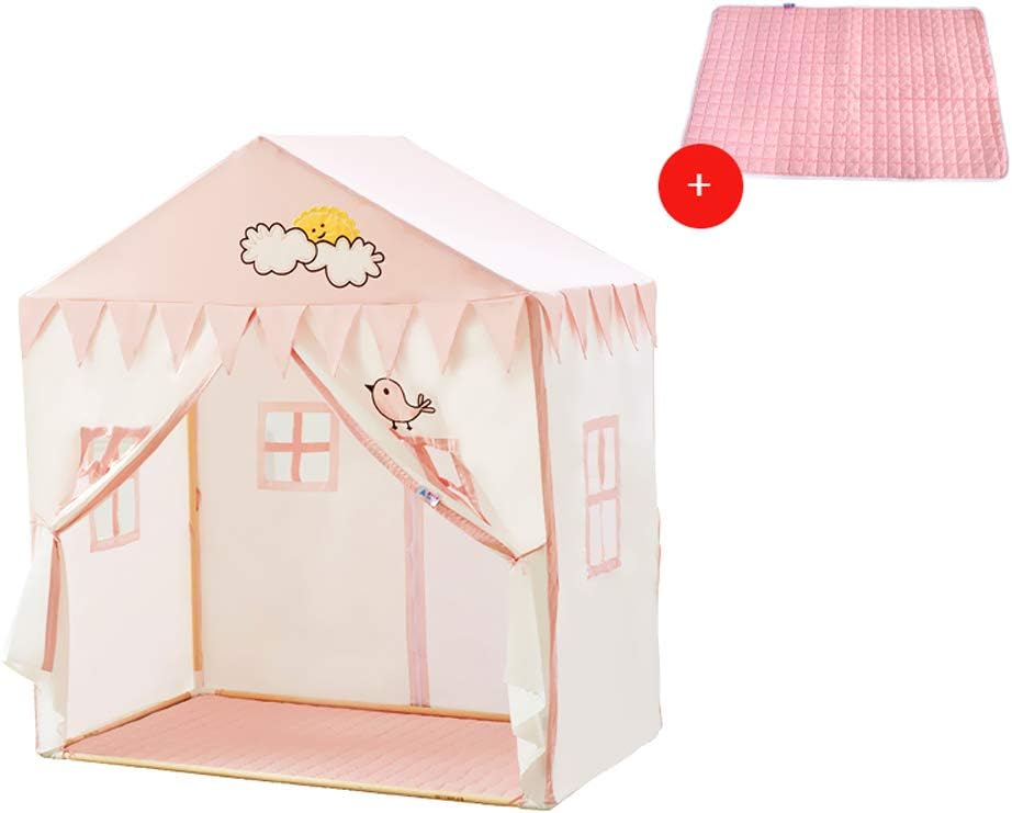 Kibten Creative Double Door Girl Princess Castle Tent Portable Kids Play Tent Household Indoor Boy Toy Game House Large Outdoor Child Teepee with Floor Mat for Children Birthday Present Gift