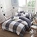 Checkered Duvet cover set blue and brown and white Duvet cover and 2 pillowcases,3 Piece,Full Queen Size