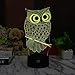 3D Illusion Animal Owl Remote Control LED Desk Table Night Light Lamp 7 Color Touch Lamp Kiddie Kids Children Family Holiday Gift Home Office Childrenroom Theme Decoration by HUI YUAN