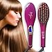 FemJolie Hair Straightening Brush Best for Beauty Styling (w/Velvet Pouch, Glove) 40W Professional Heated Ceramic Straightener Comb, Purple