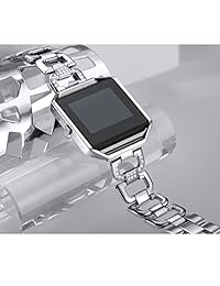 bayite correas de acero inoxidable con marco compatible Fitbit Blaze, Rhinestone Bling correas de repuesto para mujer