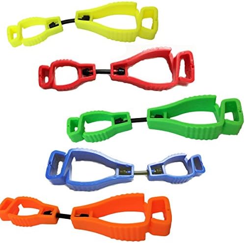 5Pcs AT01-5MIX 5 Different Colors Mixed Glove Clip,Glove Grabber Holder Work Safety Breakaway Safety Gear Belt Loop, Belt Clip Glove Keeper, Neon POM, Reduce Hand Injury, Attach Gloves, Towels, Glass