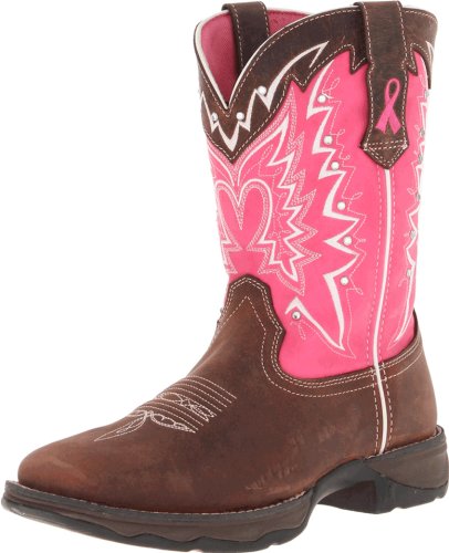 Durango Lady Rebel 10 Inch Pull-on RD3557 Western Boot,Dark Brown/Pink,10 M US