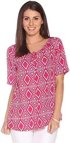 Ava Lynn by Santiki Macy Button Front Top - Magenta/White - Medium