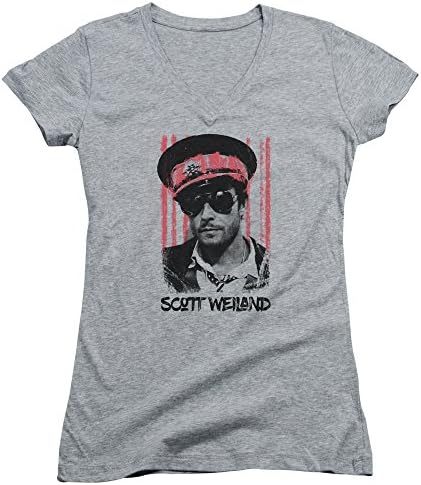 Scott Weiland - Cap &amp; Shades - Crop Sleeve Fitted Junior V-Neck T-Shirt - XL
