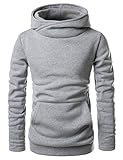LOCALMODE Men's Stylish Pullover Funnel Collar Fleece Hoodie Sweatshirt Gray M